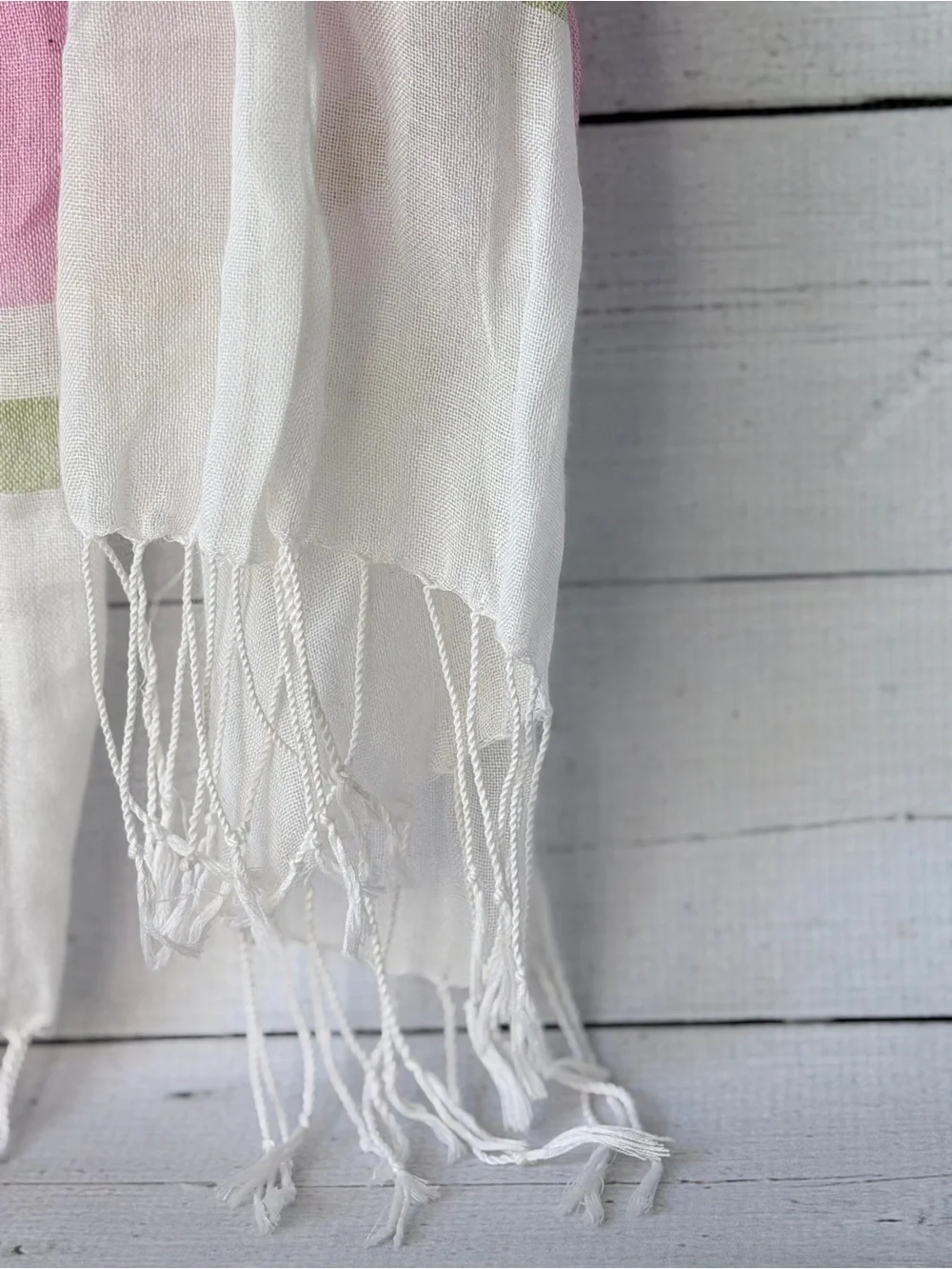 Charming Charlie White and Light Green Scarf